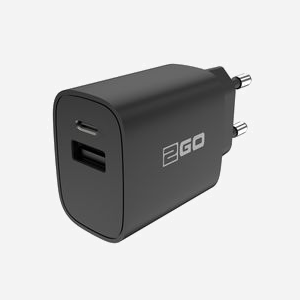 Chargeur Secteur Universel 2GO 797273 Noir, USB 2.0 + USB Type-C, Charge Rapide, 5-12V, 3A/2A/1.5A, USB Power Delivery (20W), 100-240V