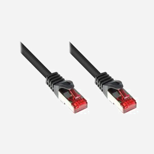 Câble Réseau Alcasa 7.5m Cat6 S/FTP (S-STP) Noir, Connecteurs RJ-45 Plaqué Or, 27/7 AWG, 250 MHz, Diamètre 6.2mm, Gaine Nylon/PVC. Référence 8060-075S
