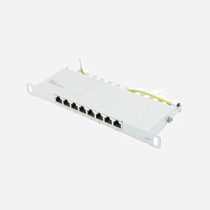 Alcasa GC-N0123 Baie de Branchements 0.5U, 8 Ports Gigabit Ethernet RJ45 Cat6, Acier Gris, 254x22x100mm, AWG 22/26, Temp. -20/60°C - Miniature 1