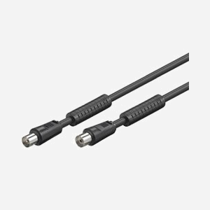 Alcasa S-PAK05S : Câble Coaxial RF TV 5m, Connecteur Mâle RF TV vers Connecteur Femelle RF TV, 75 Ohm, Noir.