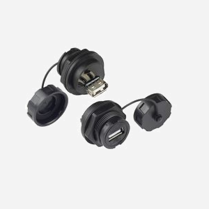 Alcasa IC04-U206 Connecteur USB A Femelle Noir, Facteur de Forme Droit, PBT/PVC, Protection IP65/IP67, Durée de Vie 500 Cycles, -40°C à 80°C - Miniature 1