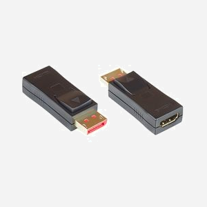 Alcasa Adaptateur HDMI vers DisplayPort 1.4 Mâle/Femelle, Résolution 4K (3840x2160), Contacts Or, Noir, 21x57x14mm, Alcasa HDMI-DP14G