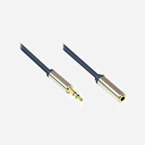 Alcasa GC-M0050 Câble Audio 3.5mm Mâle/Femelle 0.5m, Contacts Or, Cuivre, Bleu - Connecteurs Droits
