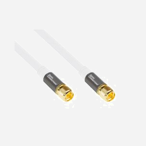 Alcasa GC-M2082 : Câble coaxial RG-6 1,5m, connecteurs F mâle, 75 Ohm, blindage magnétique 120dB, contacts or, PVC blanc, conducteur cuivre