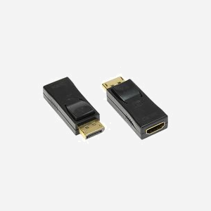 Alcasa Adaptateur DisplayPort Mâle vers HDMI Femelle Noir - Contacts Or - Réf. HDMI-DPG - Connecteurs plaqués or pour une transmission optimale.