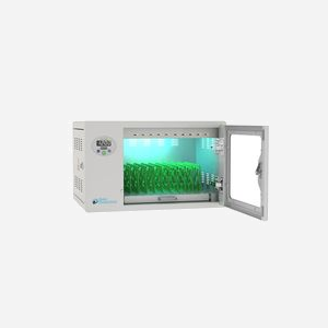 Alcasa PCT01-C10G Module de Charge USB Type-C 10 Ordinateurs Portables (max 11") 348W Blanc, Désinfection UV-C, Ventilation, Rangement Roulant Acier - Miniature 2
