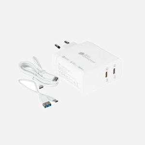 Alcasa PCA-W006W Chargeur Secteur Universel 140W, 2x USB Type-C, Quick Charge 5, PPS, GaN, 100-240V, Protections multiples, Blanc, Câble USB-C inclus