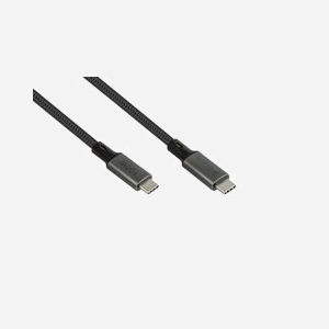 Alcasa Câble USB-C vers USB-C 0.5m USB4 Gen 2x2 20Gbps Graphite - Ref: 2402-T005A, Power Delivery 100W, Thunderbolt 4, DisplayPort 2.0 144Hz - Miniature 1