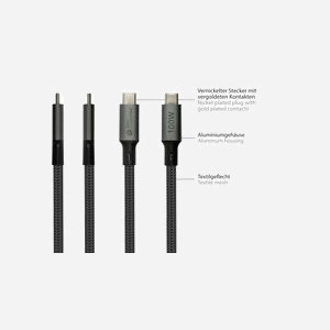 Alcasa Câble USB4 Gen 2x2 1m USB-C vers USB-C Gris, Power Delivery 100W, Résolution 7680x4320 30Hz, Tresse Textile - Miniature 3