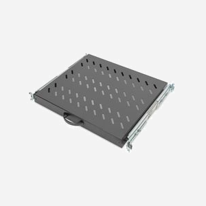 Digitus DN-19-TRAY-2-600-SW : Étagère amovible 1U pour armoire 19" (483mm), profondeur 345mm, charge max. 25kg, acier perforé, noir (RAL 9005) - Miniature 1