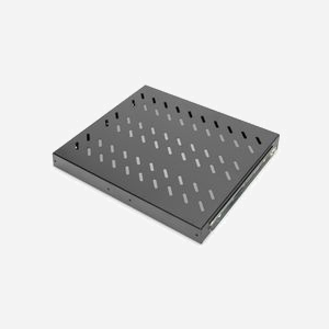Digitus DN-19-TRAY-2-600-SW : Étagère amovible 1U pour armoire 19" (483mm), profondeur 345mm, charge max. 25kg, acier perforé, noir (RAL 9005) - Miniature 2