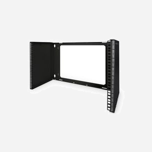 Digitus DN-19-PB-8U-SW Support Mural 19" 4U, Profondeur Ajustable 225-399mm, Charge 15kg, Noir, Panneaux Latéraux, Découpes Câblage