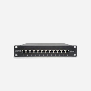 Digitus DN-91612S : Panneau de Brassage CAT 6 Classe E Blindé, 12 Ports RJ45, 1U 10", Montage Rack, Acier Galvanisé SECC, Noir - Miniature 3
