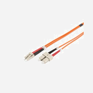 Digitus Câble Fibre Optique Multimode OM2 50/125µm LC/SC Duplex 1m, Gaine LSZH, Connecteurs Mâle/Mâle, Type I-VH, Orange - Miniature 1