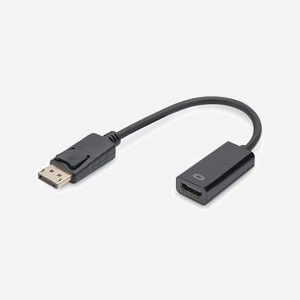 Digitus Adaptateur DisplayPort 1.1a vers HDMI Type A (Standard) Femelle, résolution 1920x1080p 60Hz, câble 0.15m, contacts nickel, noir