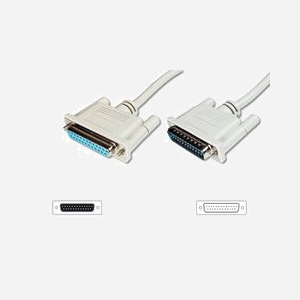 Digitus AK-610201-100-E : Rallonge D-Sub25 Mâle vers D-Sub25 Femelle, 10m, AWG26, Contacts Nickel, Beige, Série/Parallèle - Miniature 1