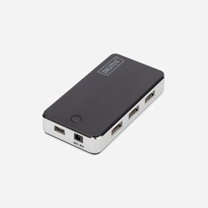 Digitus DA-70222 : Concentrateur 7 ports USB 2.0 High Speed 480 Mbit/s, noir/argent, compatible Mac, Plug & Play, alimentation externe fournie - Miniature 1
