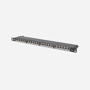 Panneau de Brassage Digitus DN-91624S-SL-SH, 24 Ports RJ-45 CAT 6 Blindé, 0.5U, Montage Rack 19", Noir, Conforme EN 50173 / ISO/IEC 11801