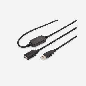 Digitus DA-73100-1 : Câble d'extension actif USB 2.0, connecteurs USB A mâle/femelle, 10m, transfert 480 Mbit/s, noir