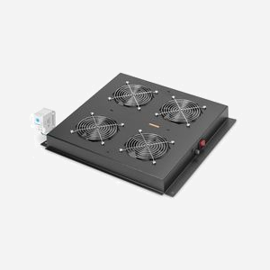 Digitus DN-19-FAN-4-B-N : Unité de ventilation toit 4 ventilateurs, noire, pour armoires 19" séries Unique, Varioflex-N & Dynamic Basic. Thermostat réglable.