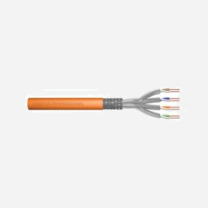 Digitus Câble Installation CAT 7 S-FTP 500m, AWG 23/1 Solide, LSZH, 1200MHz, Classe C, Dca CPR, Orange. Conforme RoHS.