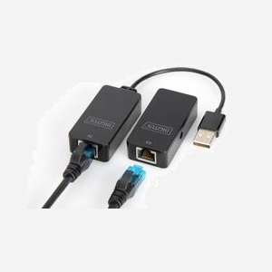 Digitus DA-70141 : Extendeur USB 2.0 sur Cat5/5e/6, portée jusqu'à 50m, 1 port USB 2.0, Émetteur/Récepteur réseau, Noir, Alimentation 5V 1A - Miniature 1