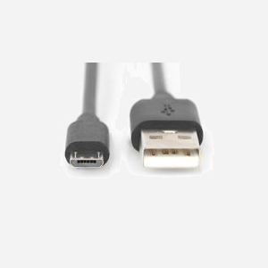 Digitus Câble USB 2.0 A vers Micro-USB B, M/M, 1.8m, Noir, Transfert jusqu'à 480 Mbit/s, Contacts Nickel, Rétrocompatibilité USB 1.1 - Miniature 2