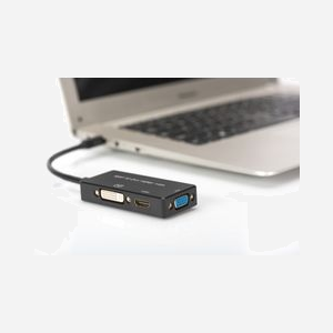 Digitus Adaptateur Mini DisplayPort vers HDMI/DVI-D/VGA, 4K/30Hz, DisplayPort 1.2, Longueur 0.2m, Cuivre, Connecteurs plaqués or, AWG 28/30 - Miniature 4