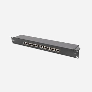 Digitus Panneau de Brassage CAT 6 Classe E 16 Ports RJ45, 1U, Montage Rack 19", Acier Galvanisé, PoE+ IEEE 802.3at, AWG 26/22, DN-91616S-B
