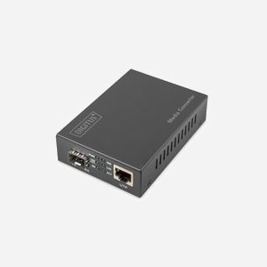Digitus DN-82211 : Convertisseur de Média 10 Gigabit Ethernet, RJ45/SFP, 1000Base-T/X à 10GBase-T/R, Auto MDI/MDI-X, Port PoE, Distance 80km