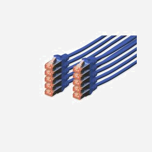 Digitus Câble CAT 6 S/FTP 3m Bleu, RJ-45 Mâle/Mâle, Cuivre AWG27/7, Blindage S-STP, LSZH, 250 MHz, Paquet de 10, DK-1644-030-B-10