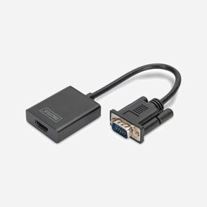 Digitus Convertisseur VGA vers HDMI 1920x1080 Alimentation USB - Référence DA-70473 - Sortie HDMI, Entrée VGA (D-Sub) + Audio Jack 3.5mm - Miniature 1