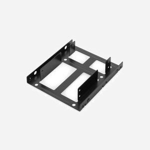Digitus DA-70434 : Cadre de Montage Interne Métal Noir pour 2 HDD/SSD 2.5" en Baie 3.5", Kit Câbles SATA & Alimentation Y Inclus, 115x101x23mm