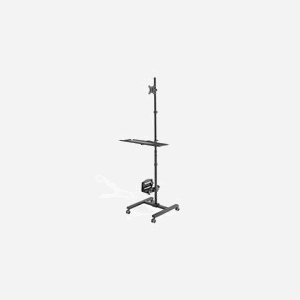 Digitus DA-90374 : Poste de Travail Mobile avec Support Moniteur 17-32", VESA 75/100, Réglage Hauteur, Charge Max 8kg (Moniteur) / 10kg (PC), 4 Roues
