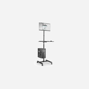 Digitus DA-90374 : Poste de Travail Mobile avec Support Moniteur 17-32", VESA 75/100, Réglage Hauteur, Charge Max 8kg (Moniteur) / 10kg (PC), 4 Roues - Miniature 3