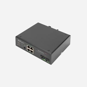 Digitus Commutateur Industriel Gigabit PoE 4 ports RJ45, 2 SFP Uplink, Non-Géré, DIN Rail, PoE 802.3at (120W), -40°C à 75°C - Miniature 1