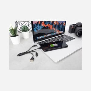 Digitus Câble de Charge 3-en-1 USB-A vers USB-C/Micro-USB/8-pin 0.15m AWG30 Nickel Noir DB-300160-002-S - Miniature 2