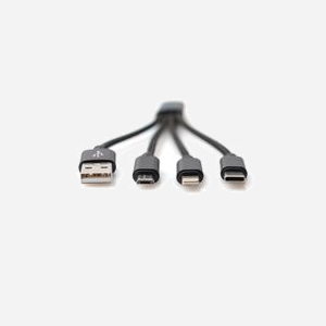 Digitus Câble de Charge 3-en-1 USB-A vers USB-C/Micro-USB/8-pin 0.15m AWG30 Nickel Noir DB-300160-002-S - Miniature 4