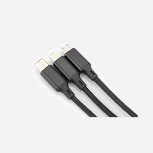 Digitus Câble de Charge 3-en-1 AK-300160-010-S, USB-A vers USB-C/Micro-USB/8-pin, 1m, 5V/2A, Tresse Nylon, AWG30, Nickel, Noir - Miniature 5