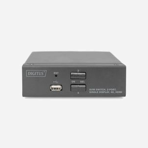 Digitus Commutateur KVM 2 Ports HDMI 4K/30Hz - UHD 3840x2160, USB 2.0, Audio 3.5mm, Boîtier Métal - Référence DS-12870 - Miniature 3