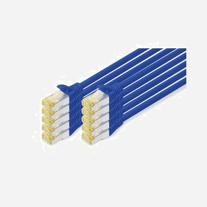 Digitus Lot de 10 câbles de brassage CAT 6A S/FTP 5m, Cuivre, LSZH, 500 MHz, RJ-45 mâle/mâle, Bleu, AWG 26/7, Compatible PoE+ - Miniature 2