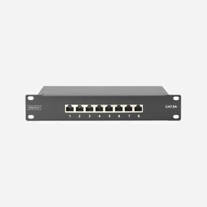 Digitus DN-91608S-EA : Panneau de brassage CAT 6A Classe E blindé, 8 ports RJ45 10GBase-T, 1U, pour rack 10", compatible PoE (IEEE 802.3af/at) - Miniature 2