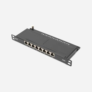 Digitus Panneau de Brassage Cat.6A Blindé 8 Ports 10" 0.5U, 10GBase-T, RJ-45, Montage Rack 1U, AWG 22/26, PoE IEEE 802.3af/at, DN-91608S-SL-EA - Miniature 1