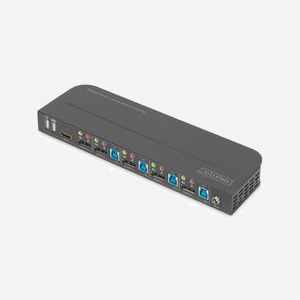 Digitus Commutateur KVM 4 Ports 4K 60Hz (4xDP in, 1xDP/HDMI out) USB 3.0 Hub, Audio 3.5mm, Télécommande, Support HDMI 2.0/DP 1.2/HDCP 2.2 - Miniature 5