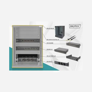 Digitus Pack Réseau 10" 9U DN-10-SET-2-B : Armoire Murale 464x312x300mm, Switch Gigabit 8 ports, Panneau Brassage CAT 6 8 ports, Tablette 1U, Multiprise 3 Prises, Câbles CAT 6 S-FTP 1m. - Miniature 1