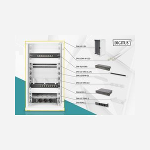 Digitus Pack Réseau 10" (254mm) 12U - Armoire Murale 592x312x300mm + Switch Gigabit 8 ports + Patch Panel CAT6 blindé + Accessoires
