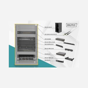 Digitus Pack Réseau 254mm (10") 12U, 312x300mm avec Armoire 12U, Switch Gigabit 8 ports, Patch Panel CAT 6, Multiprise 3 prises, Charge 30Kg - Miniature 1