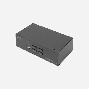 Digitus Commutateur KVM DS-12882 4 ports DisplayPort 4K UHD 60Hz, Double Affichage, USB 2.0, Audio 3.5mm, Boîtier Métal, Câbles KVM et DisplayPort inclus