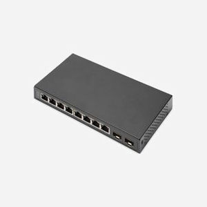 Digitus DN-80067 : Switch 8 ports Gigabit RJ45 + 2 ports SFP 1Gbps, Boîtier Métal, Non-Géré, Normes IEEE 802.3ab/u/x, Bande Passante 20Gbps