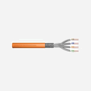 Câble Installation Digitus CAT 7 S-FTP 50m AWG 23/1 Cuivre Solide 1200 MHz LSZH Orange 10GBase-T, PoE, CPR Dca pour câblage structuré - Miniature 1